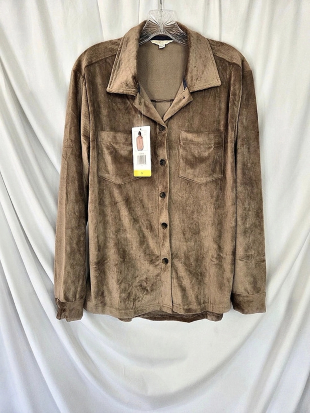 Weatherproof Tan Ribbed NWT Button Down Fall Layering Lagenlook Shirt Size S